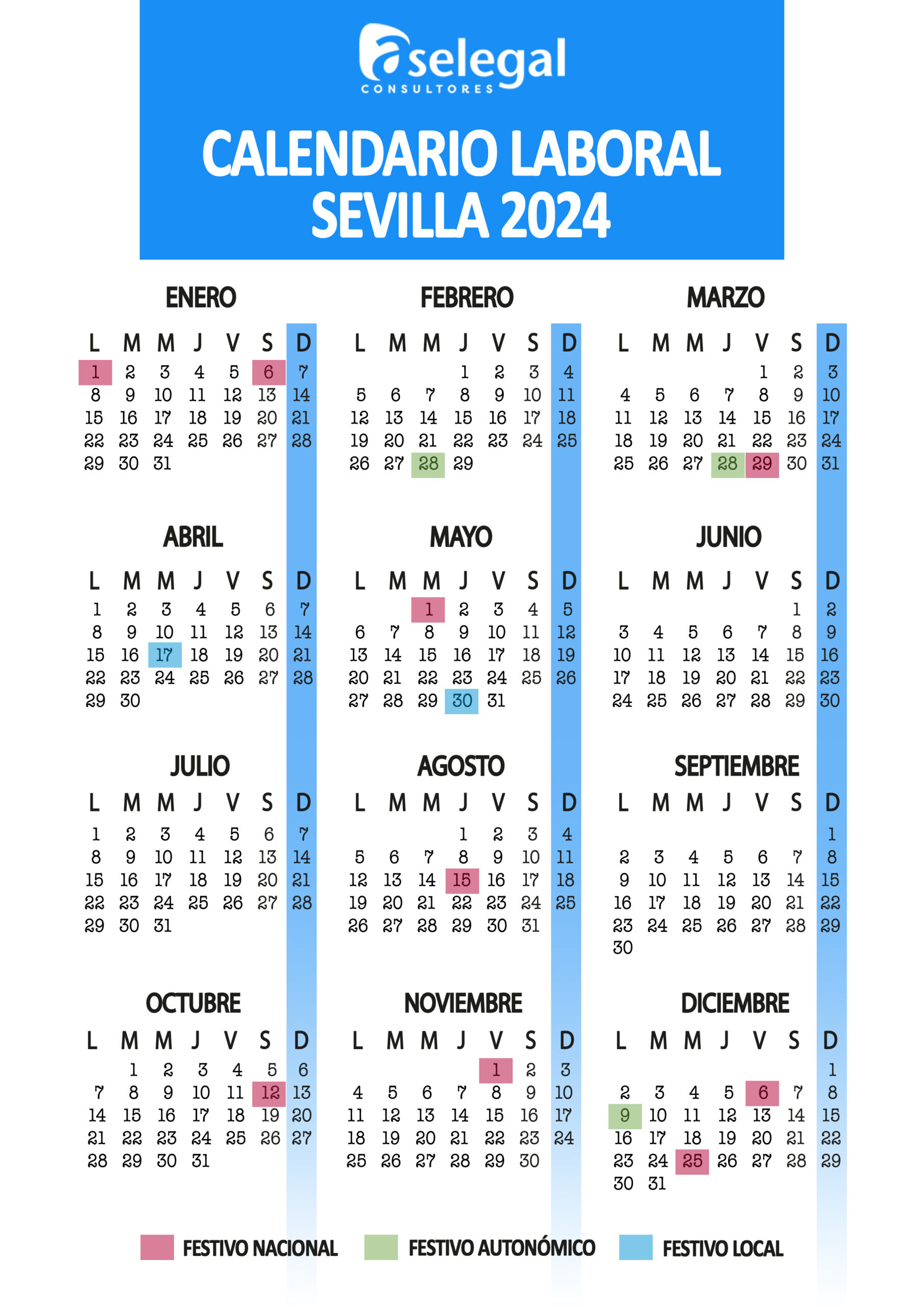 Calendario Laboral de Sevilla 2024